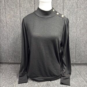 Banana Republic Black Buttoned Long Sleeve Blouse